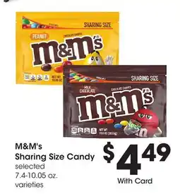 Mariano's M & M' s Sharing Size Candy offer