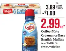 Mariano's Coffee-Mate Creamer or Bays English Muffins offer