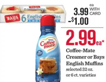 Mariano's Coffee-Mate Creamer or Bays English Muffins offer