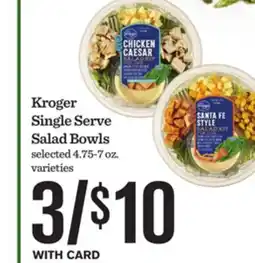 Mariano's Kroger Single Serve Salad Bowls offer