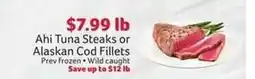 Winn Dixie Ahi Tuna Steaks or Alaskan Cod Fillets offer