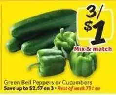 Winn Dixie Green Bell Peppers or Cucumbers offer