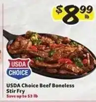 Winn Dixie USDA Choice Beef Boneless Stir Fry offer