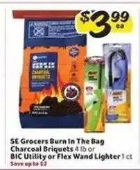 Winn Dixie SE Grocers Burn In The Bag Charcoal Briquets or BIC Utility or Flex Wand Lighter offer