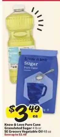 Winn Dixie Know & Love Pure Cane Granulated Sugar or SE Grocers Vegetable Oil offer