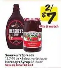 Winn Dixie Smucker's Spreads or Hershey's Syrup offer