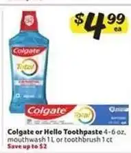 Winn Dixie Colgate or Hello Toothpaste offer