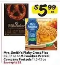 Winn Dixie Mrs. Smith's Flaky Crust Pies or Milwaukee Pretzel Company Pretzels offer