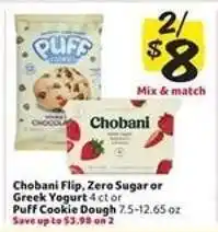 Winn Dixie Chobani Flip, Zero Sugar or Greek Yogurt or Puff Cookie Dough offer