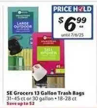 Winn Dixie SE Grocers 13 Gallon Trash Bags offer