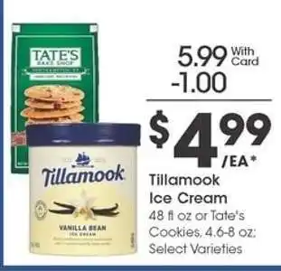 Kroger Tillamook Ice Cream or Tate's Cookies offer