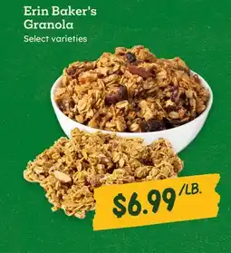 Sprouts Farmers Market Erin Baker's Granola offer