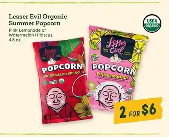 Sprouts Farmers Market Lesser Evil Organic Summer Popcorn offer
