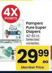 Albertsons Pampers Pure Super Diapers - 42-82 ct. Selected varieties offer
