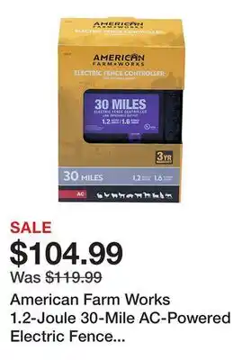 Tractor Supply Company American Farm Works 1.2-Joule 30-Mile AC-Powered Electric Fence Charger offer