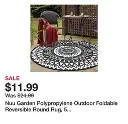 Tractor Supply Company Nuu Garden Polypropylene Outdoor Foldable Reversible Round Rug, 5 ft., Black/White offer