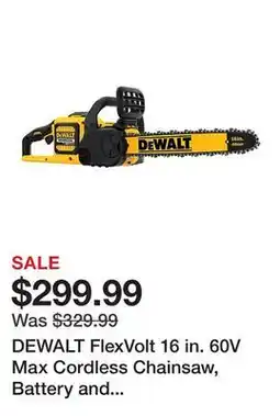 Tractor Supply Company DEWALT FlexVolt 16 in. 60V Max Cordless Chainsaw, Battery and Charger Included offer