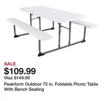 Tractor Supply Company Peakform Outdoor 72 in. Foldable Picnic Table With Bench Seating offer