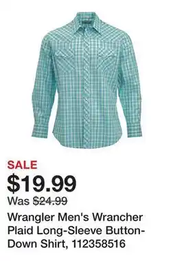 Tractor Supply Company Wrangler Men's Wrancher Plaid Long-Sleeve Button-Down Shirt, 112358516 offer