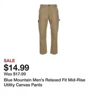Tractor Supply Company Blue Mountain Men's Relaxed Fit Mid-Rise Utility Canvas Pants offer