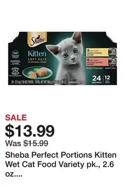 Tractor Supply Company Sheba Perfect Portions Kitten Wet Cat Food Variety pk., 2.6 oz. Twin-Pack Tray, 24 Count offer