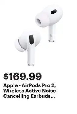 Best Buy Apple - AirPods Pro 2, Wireless Active Noise Cancelling Earbuds with Hearing Aid Feature - White offer