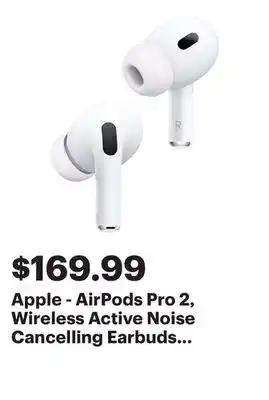 Best Buy Apple - AirPods Pro 2, Wireless Active Noise Cancelling Earbuds with Hearing Aid Feature - White offer