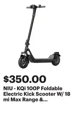 Best Buy NIU - KQi 100P Foldable Electric Kick Scooter W/ 18 mi Max Range & 17.4 mph Max Speed - Gray offer