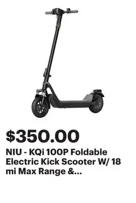 Best Buy NIU - KQi 100P Foldable Electric Kick Scooter W/ 18 mi Max Range & 17.4 mph Max Speed - Gray offer