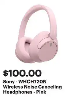Best Buy Sony - WHCH720N Wireless Noise Canceling Headphones - Pink offer