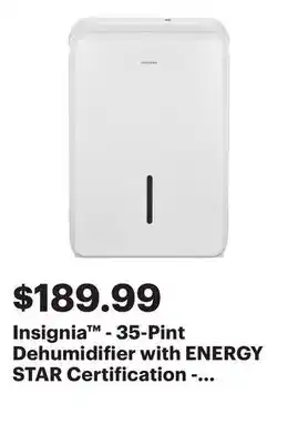 Best Buy Insignia - 35-Pint Dehumidifier with ENERGY STAR Certification - White offer