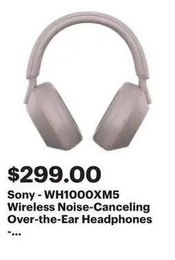 Best Buy Sony - WH1000XM5 Wireless Noise-Canceling Over-the-Ear Headphones - Smoky Pink offer