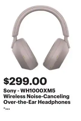 Best Buy Sony - WH1000XM5 Wireless Noise-Canceling Over-the-Ear Headphones - Smoky Pink offer