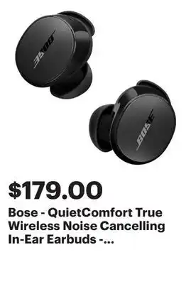 Best Buy Bose - QuietComfort True Wireless Noise Cancelling In-Ear Earbuds - Black offer