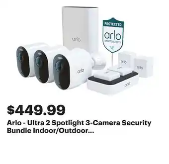 Best Buy Arlo - Ultra 2 Spotlight 3-Camera Security Bundle Indoor/Outdoor Wireless 4K Security System - White offer
