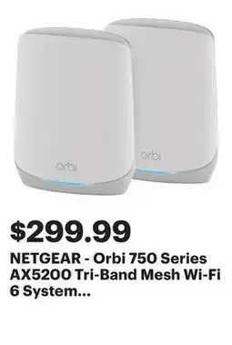 Best Buy NETGEAR - Orbi 750 Series AX5200 Tri-Band Mesh Wi-Fi 6 System (2-pack) - White offer