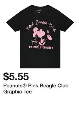 Five Below Peanuts Pink Beagle Club Graphic Tee offer