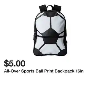 Five Below All-Over Sports Ball Print Backpack 16in offer
