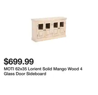 Marshalls MOTI 62x35 Lorient Solid Mango Wood 4 Glass Door Sideboard offer