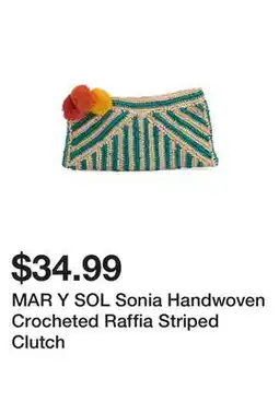Marshalls MAR Y SOL Sonia Handwoven Crocheted Raffia Striped Clutch offer