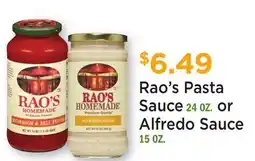 Heinen's Rao's Pasta Sauce 24 OZ. or Alfredo Sauce 15 OZ offer