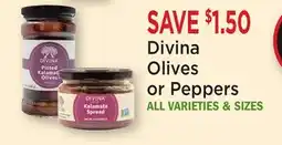 Heinen's Divina Olives or Peppers offer