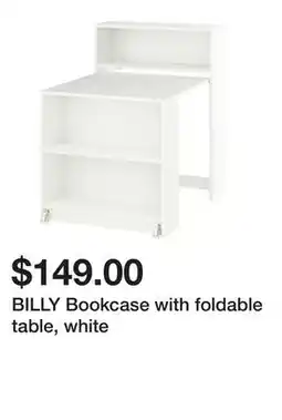 Ikea BILLY Bookcase with foldable table, white offer