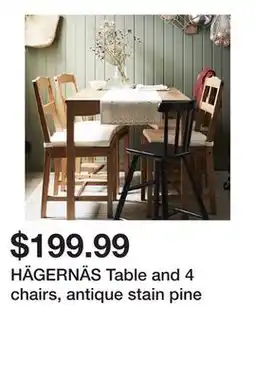 Ikea HÄGERNÄS Table and 4 chairs, antique stain pine offer
