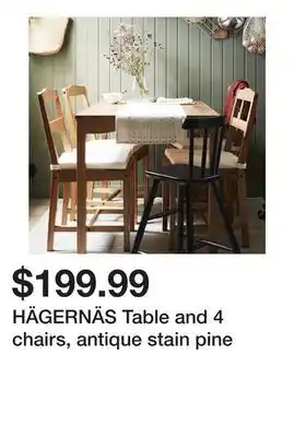 Ikea HÄGERNÄS Table and 4 chairs, antique stain pine offer