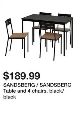 Ikea SANDSBERG / SANDSBERG Table and 4 chairs, black/black offer