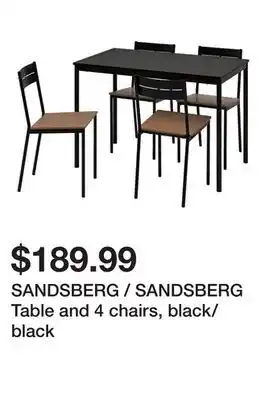 Ikea SANDSBERG / SANDSBERG Table and 4 chairs, black/black offer