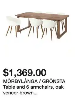 Ikea MÖRBYLÅNGA / GRÖNSTA Table and 6 armchairs, oak veneer brown stained/white offer