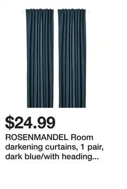 Ikea ROSENMANDEL Room darkening curtains, 1 pair, dark blue/with heading tape offer