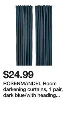 Ikea ROSENMANDEL Room darkening curtains, 1 pair, dark blue/with heading tape offer
